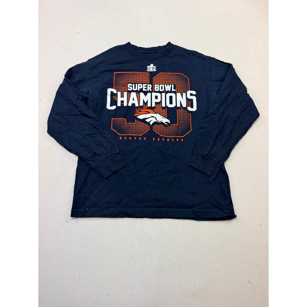 NFL Denver Broncos Shirt Mens Large Navy Excellent Super Bowl 50 Champions LS